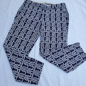 J.crew Stretch navy blue white rope print size/6